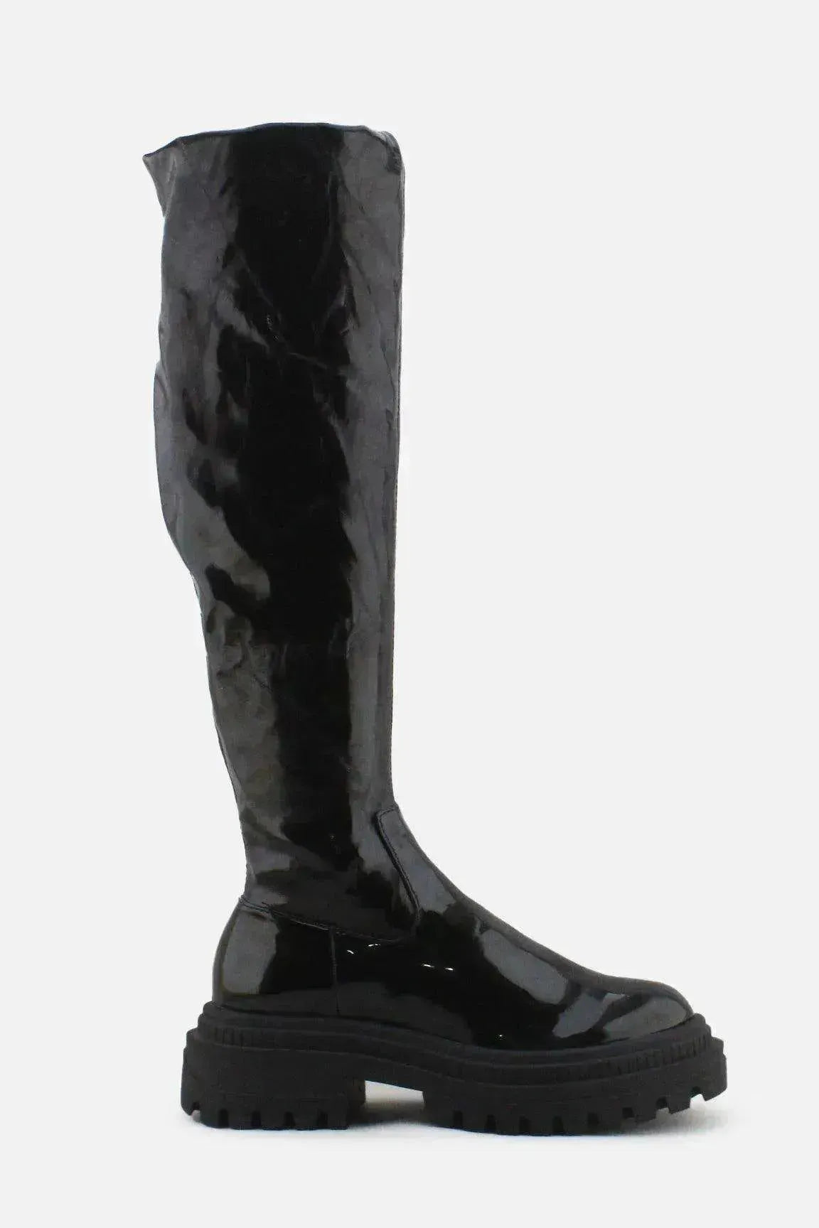 Bershka Zipper Thigh High Boots | 100% Synthetic Leather - sundaybazar