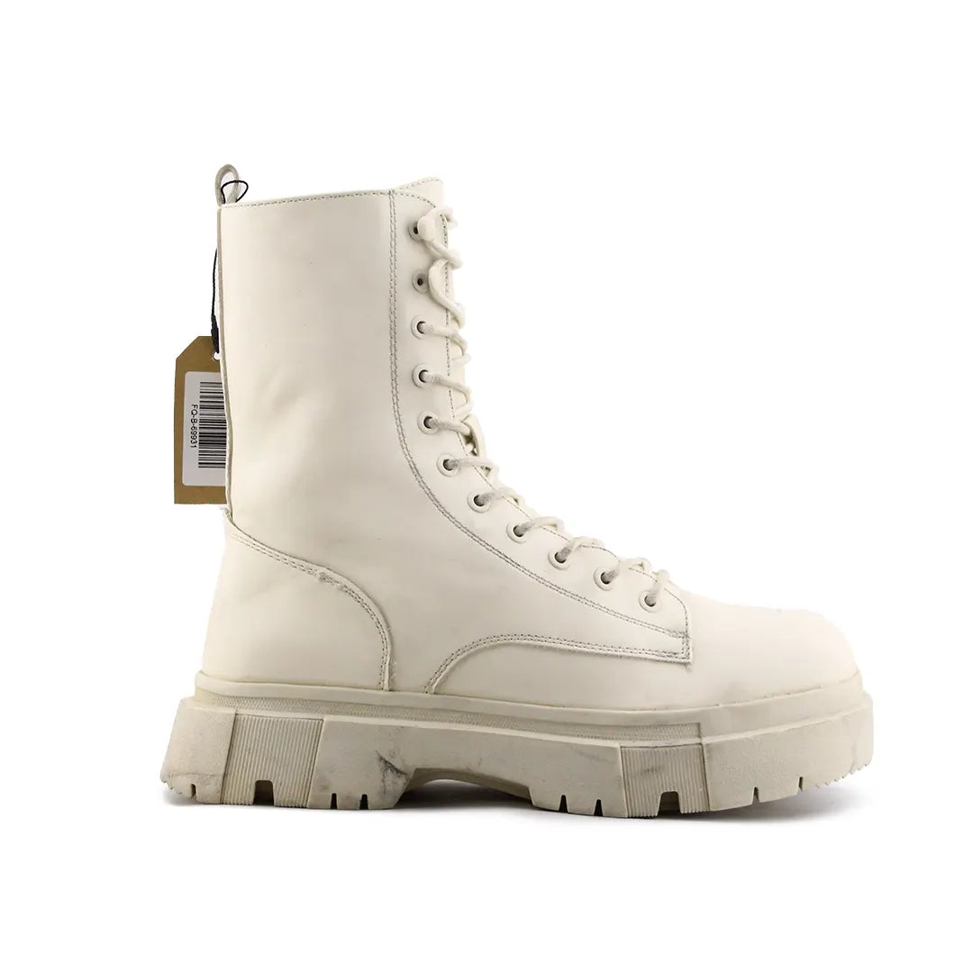 Bershka Zipper Lace Up Ankle Boot | 100% Authentic Leather