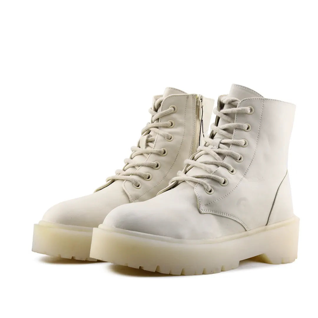 Pull & Bear Zipper Lace Up Ankle Boot | 100% Authentic Leather