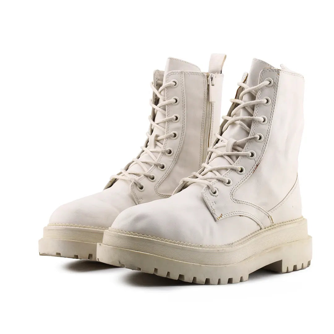 Stradivarius Zipper Lace Up Ankle Boot | 100% Authentic Leather