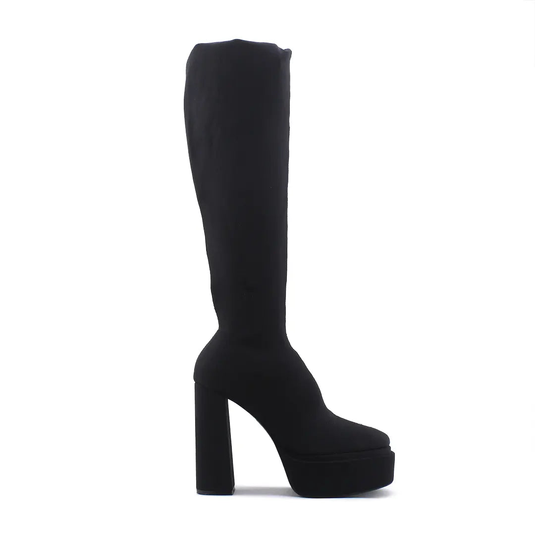 Zara Zipper Thigh High Textile Boot