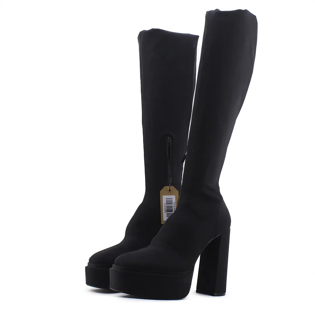 Zara Zipper Thigh High Textile Boot