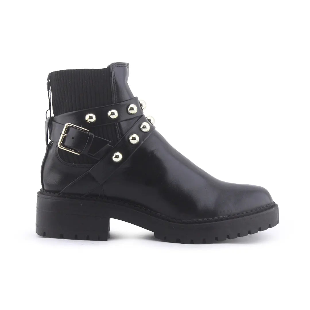 Stradivarius Stretchable Buckle Strap Ankle Boot | 100% Authentic Leather