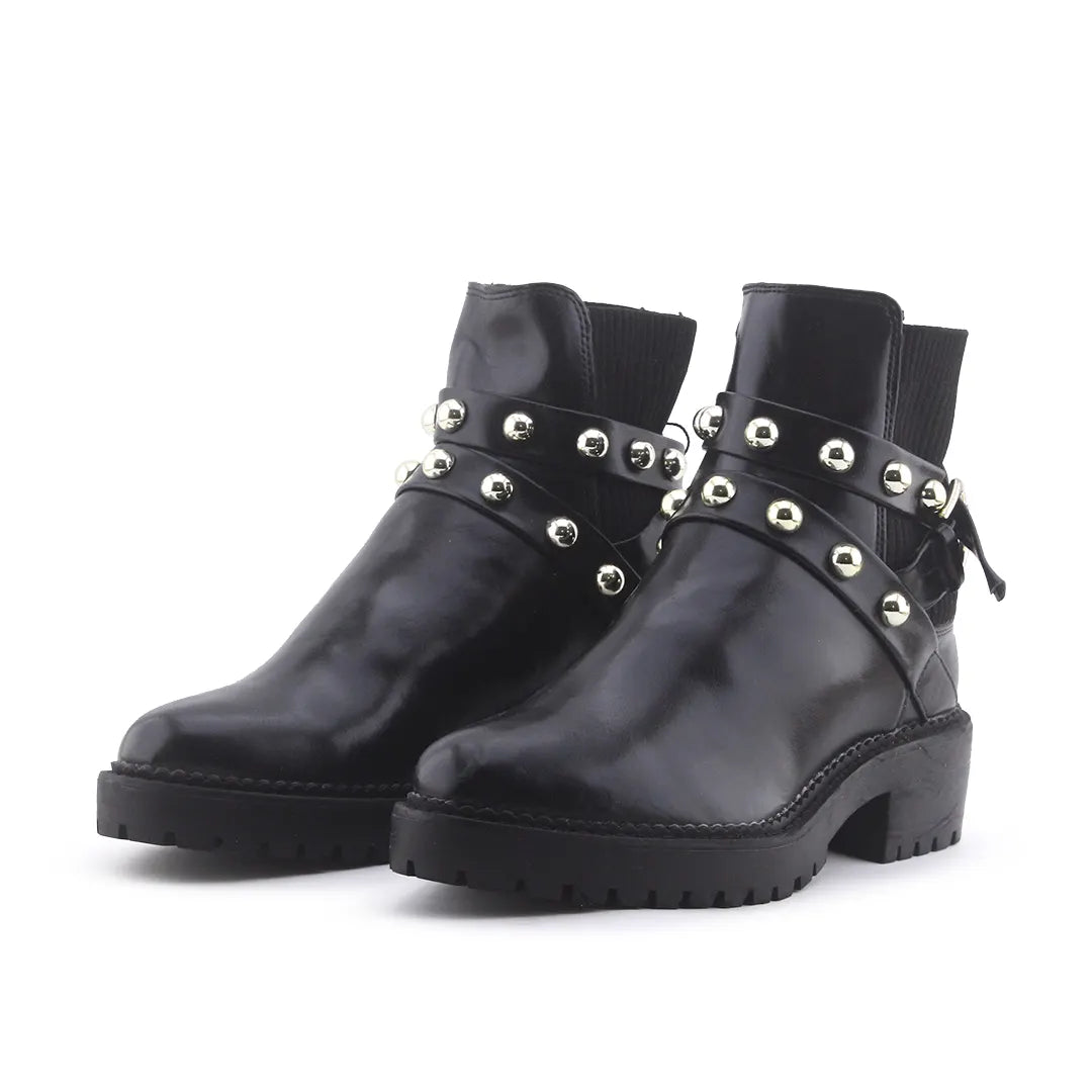 Stradivarius Stretchable Buckle Strap Ankle Boot | 100% Authentic Leather