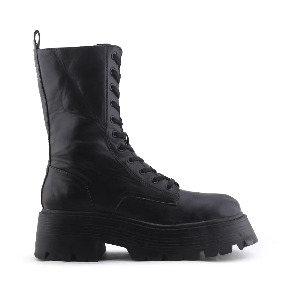 Pull & Bear Zipper Lace Up Ankle Boot | 100% Authentic Leather