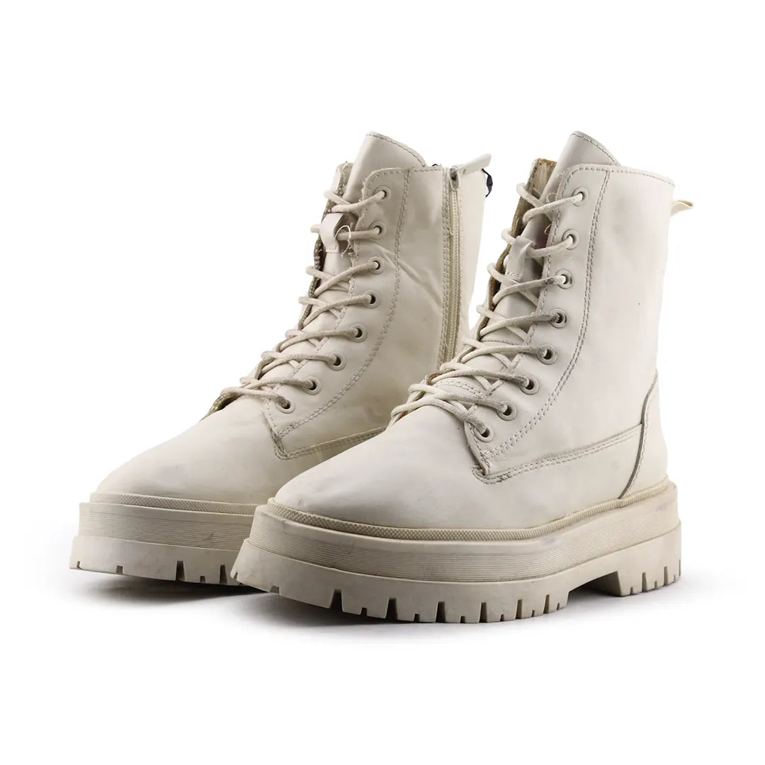 Stradivarius Zipper Lace Up Ankle Boot | 100% Authentic Leather