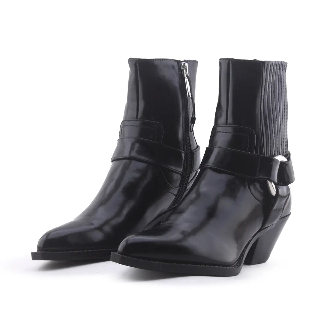 Zara Zipper Stretchable Ankle Boot | 100% Authentic Leather