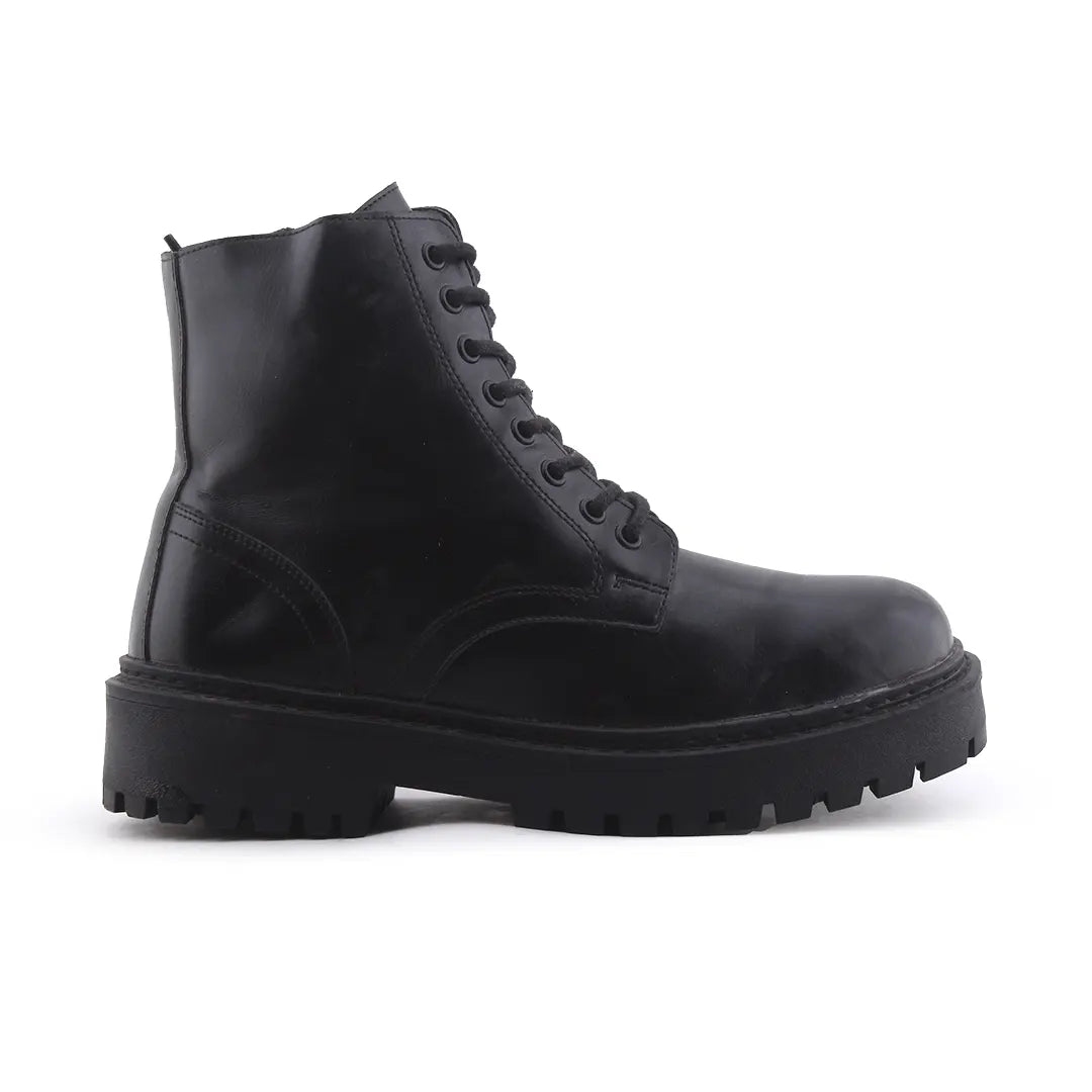 Pull & Bear Zipper Lace Up Ankle Boot | 100% Authentic Leather