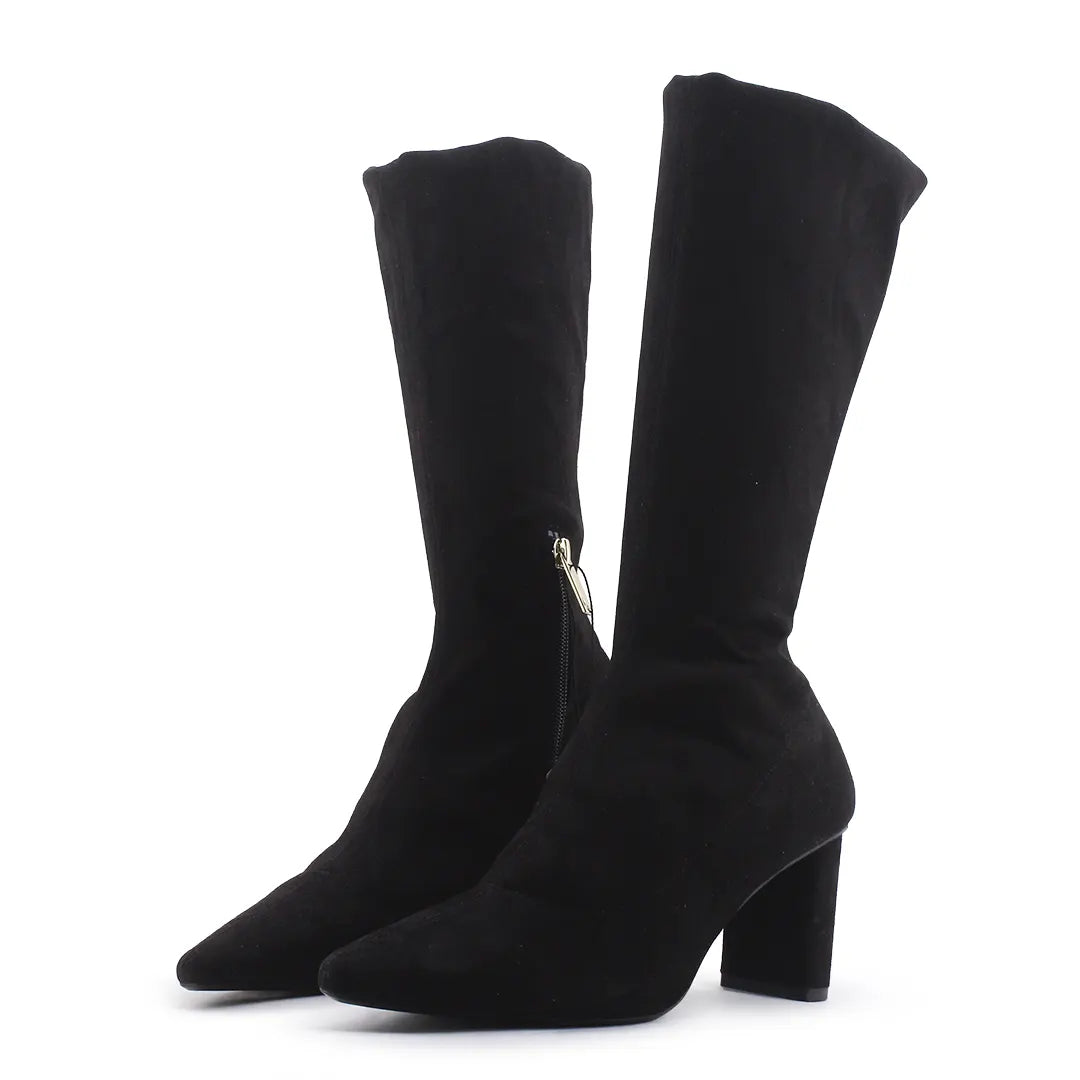 Zara Zipper Suede Knee High Boot