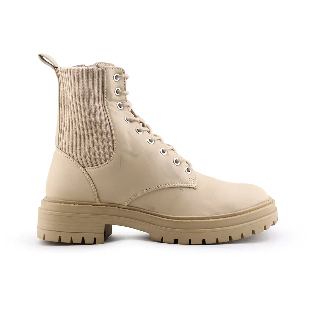 Lefties Zipper Stretchable Lace Up Ankle Boot | 100% Authentic Leather