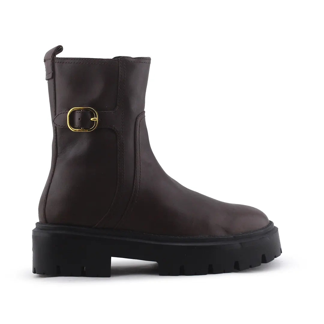 Massimo Dutti Zipper Buckle Strap Ankle Boot | 100% Authentic Leather