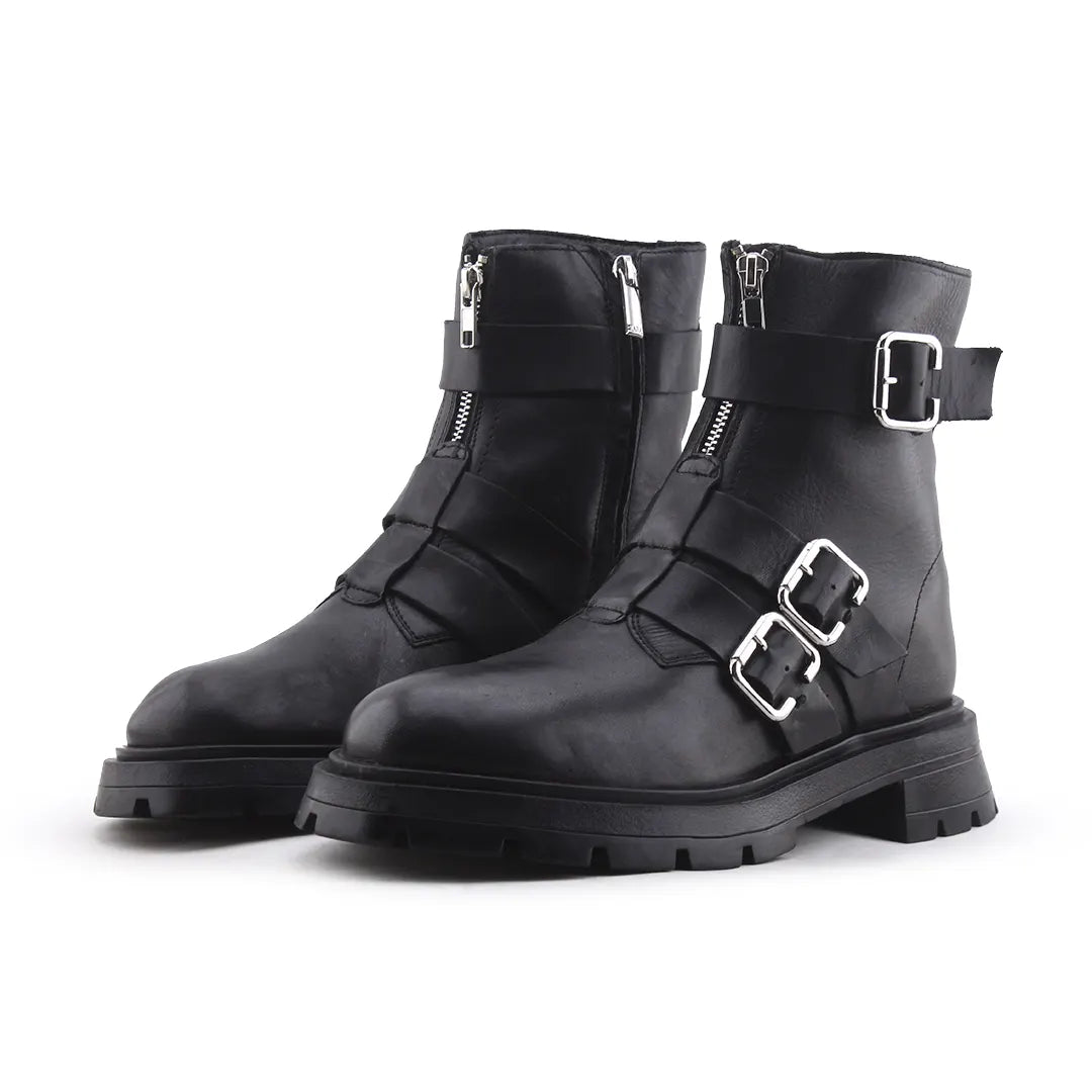 Zara Zipper Buckle Strap Ankle Boot | 100% Authentic Leather