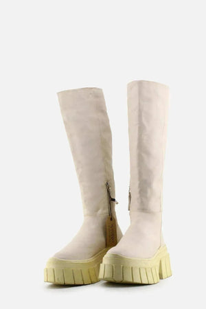 Bershka Zipper Combat Knee High Boots | 100% Authentic Leather - sundaybazar