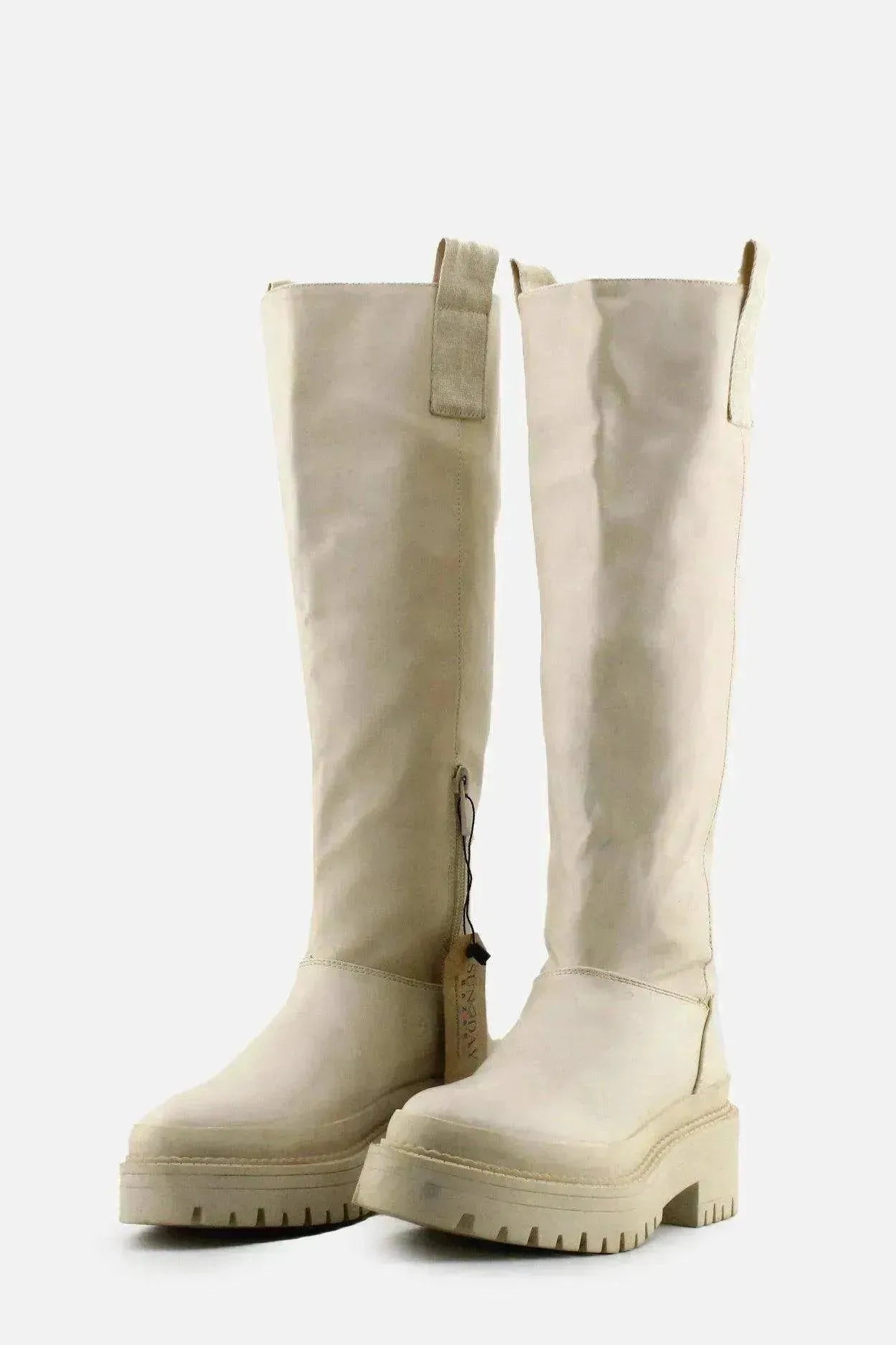 Stradivarius Zipper Knee High Boots | 100% Authentic Leather - sundaybazar