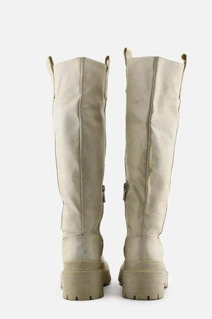 Stradivarius Zipper Knee High Boots | 100% Authentic Leather - sundaybazar