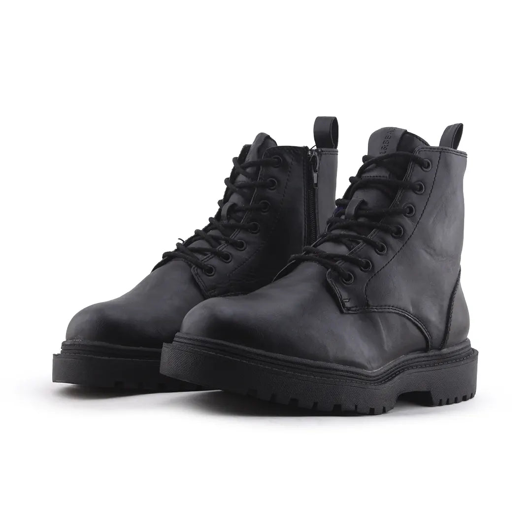 Pull & Bear Zipper Lace Up Ankle Boot | 100% Authentic Leather