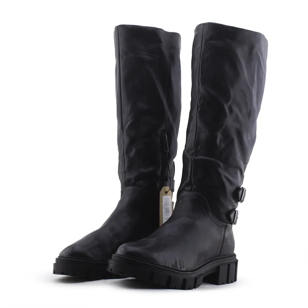 Stradivarius Zipper Buckle Strap Knee High Boot | 100% Authentic Leather