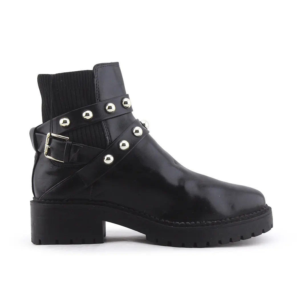 Stradivarius Stretchable Buckle Strap Ankle Boot | 100% Authentic Leather