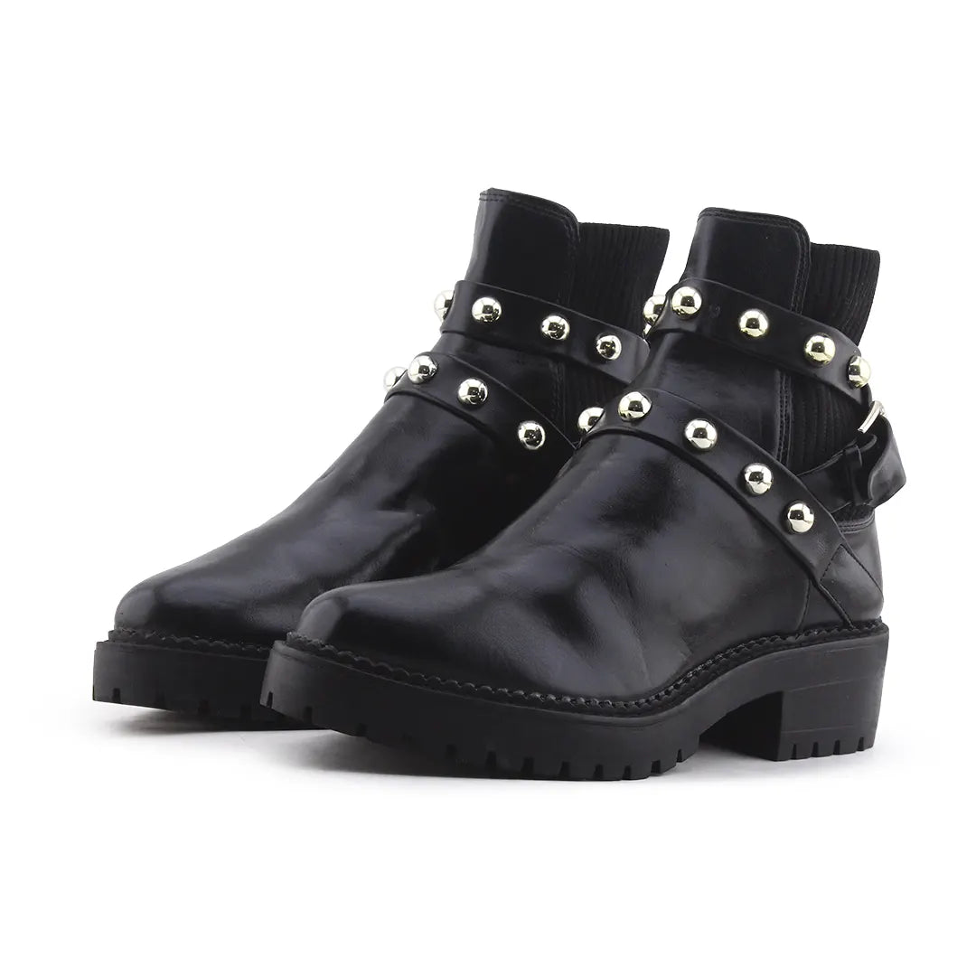Stradivarius Stretchable Buckle Strap Ankle Boot | 100% Authentic Leather