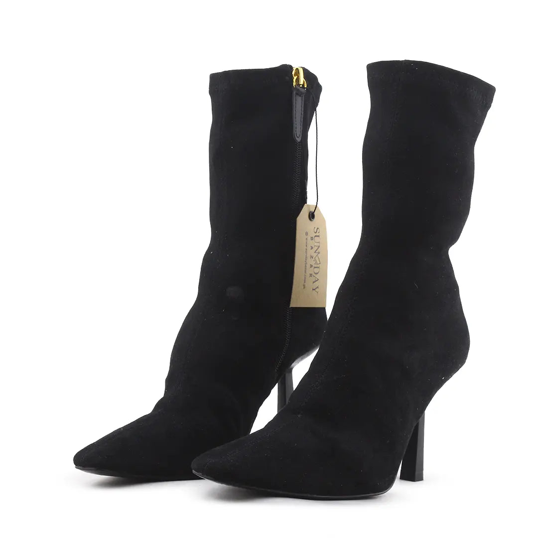 Zara Zipper Suede Ankle Boot