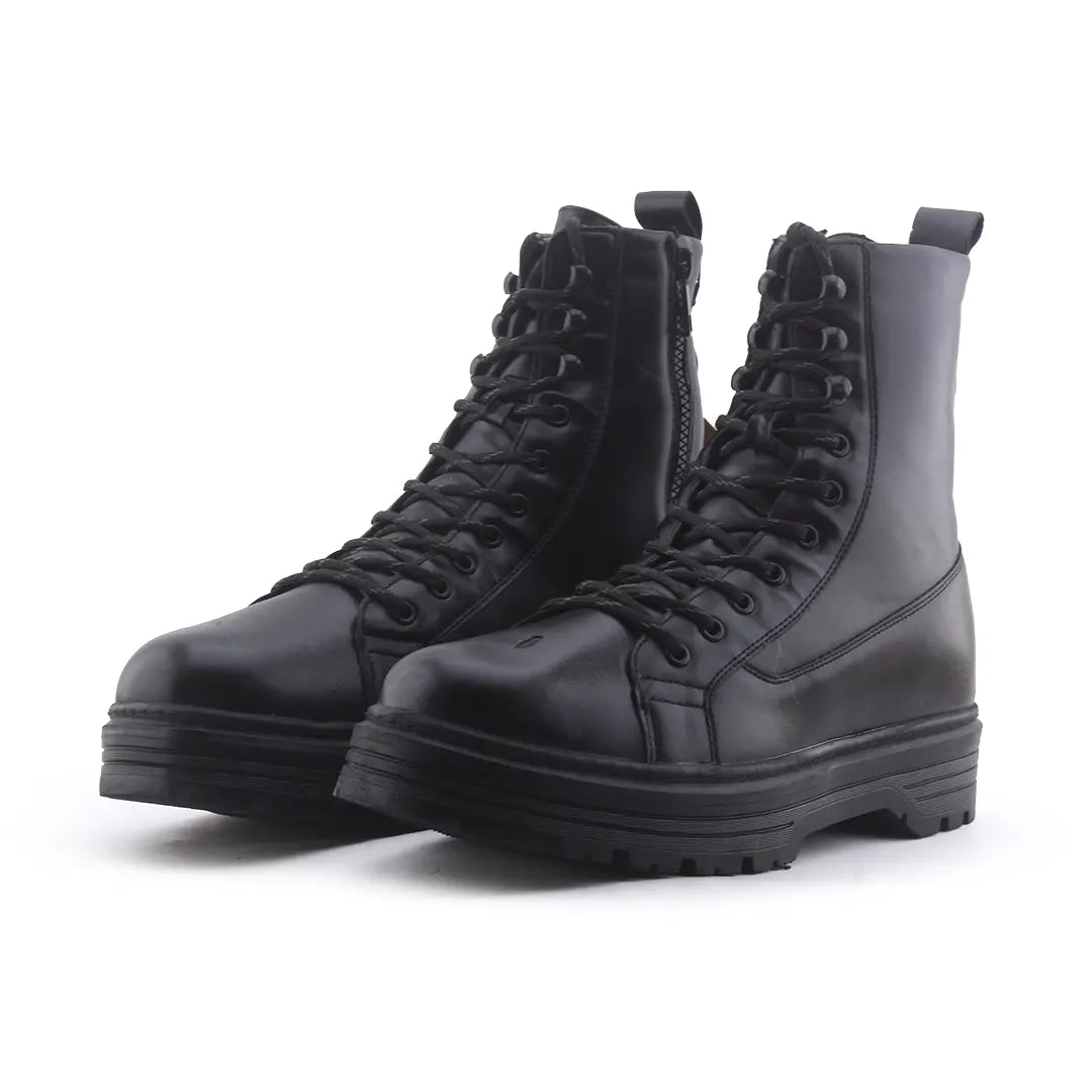Bershka Zipper Lace Up Ankle Boot | 100% Authentic Leather