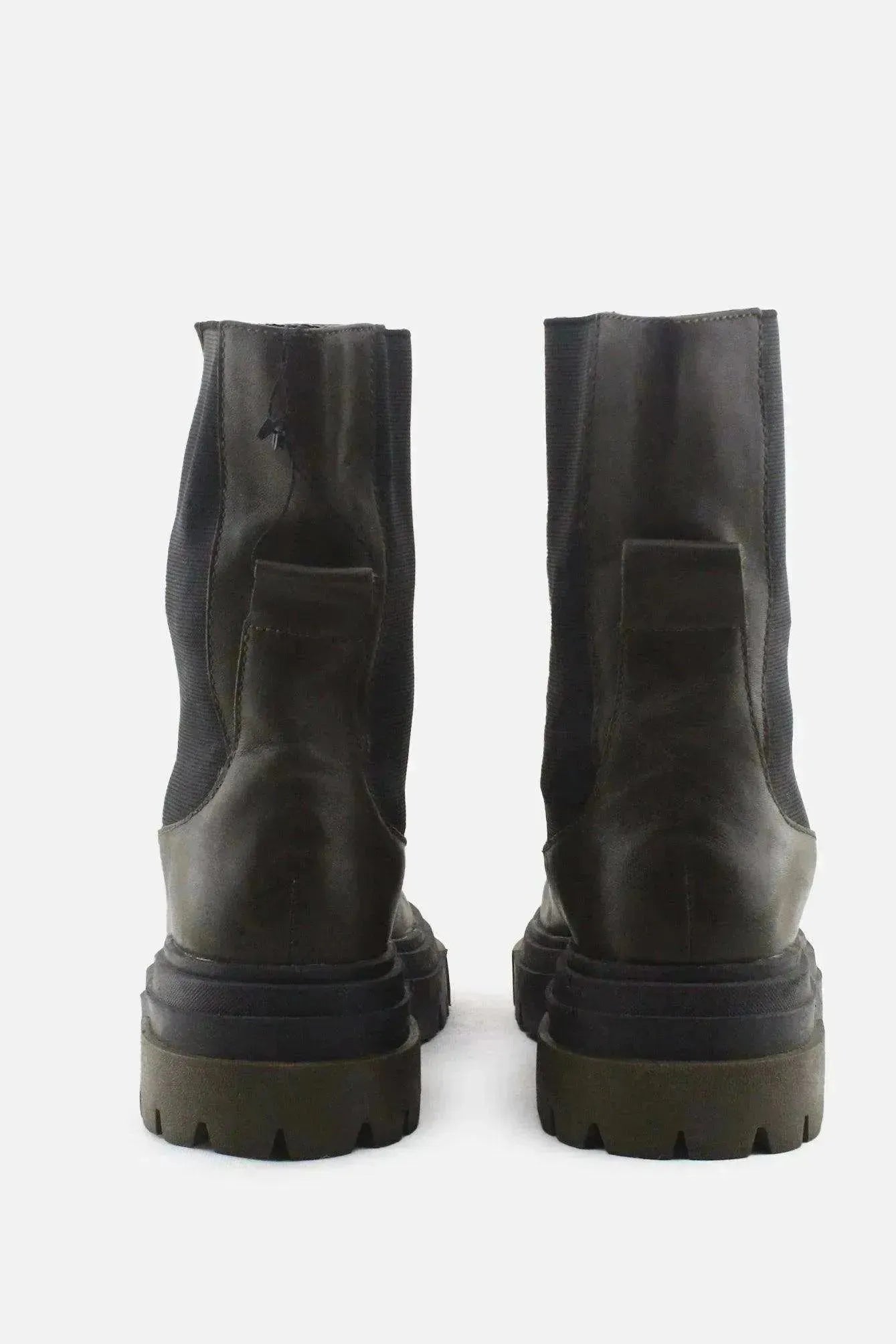 Zara Stretchable Combat Ankle Boots | 100% Authentic Leather - sundaybazar