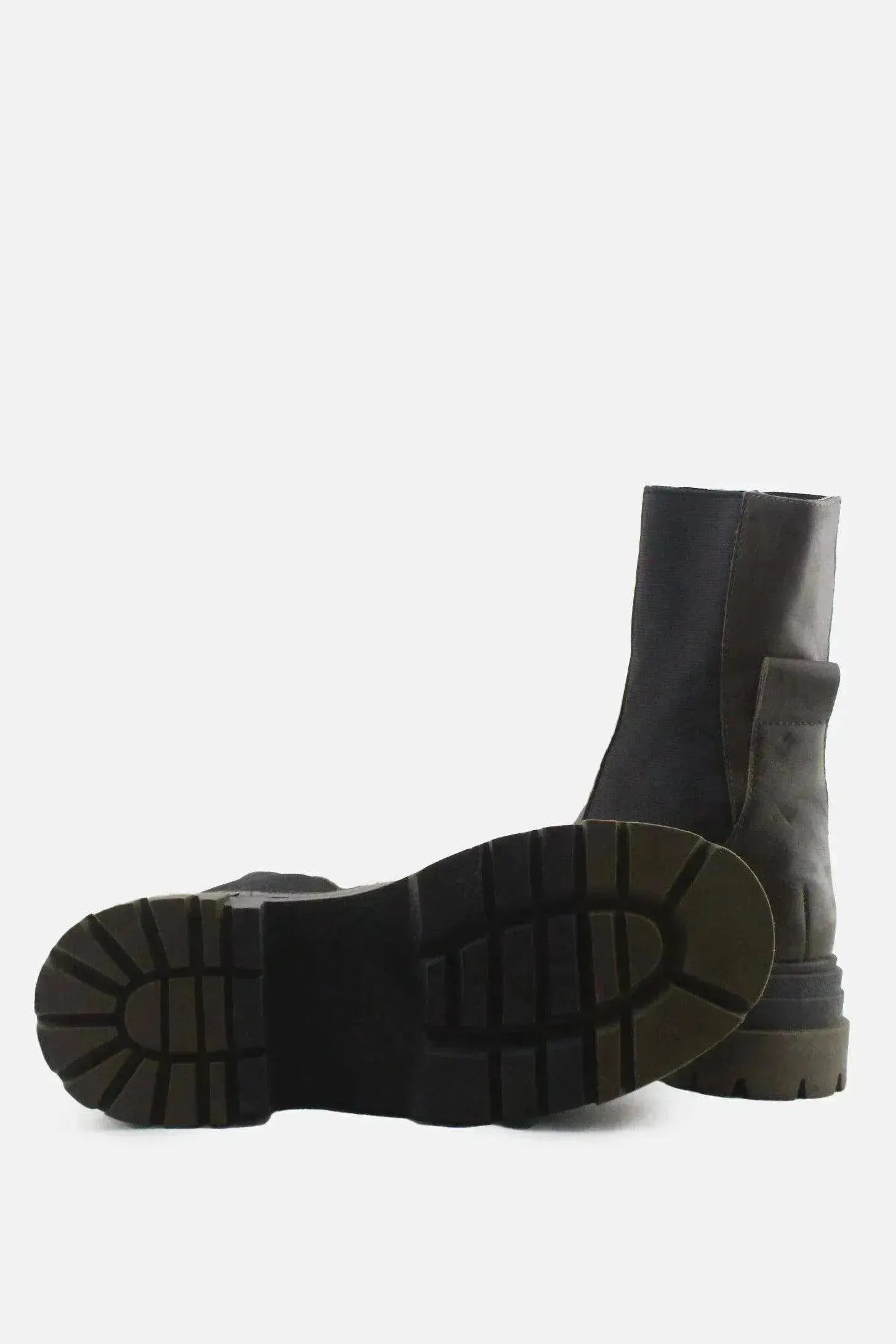 Zara Stretchable Combat Ankle Boots | 100% Authentic Leather - sundaybazar