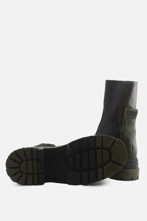 Zara Stretchable Combat Ankle Boots | 100% Authentic Leather - sundaybazar
