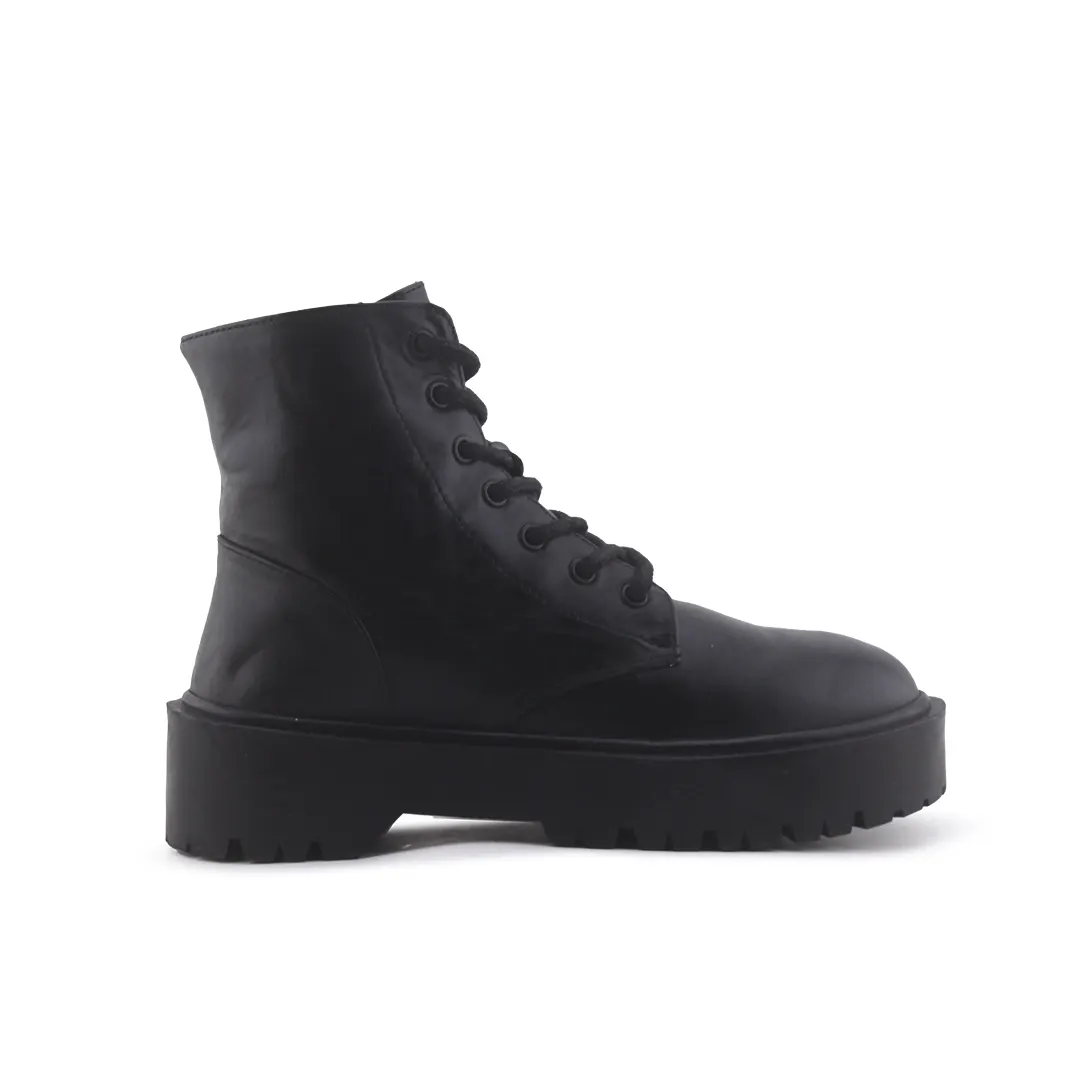 Pull & Bear Zipper Lace Up Ankle Boot | 100% Authentic Leather