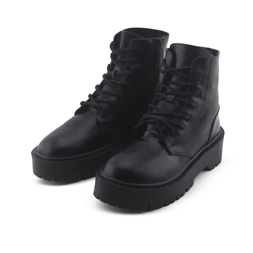 Pull & Bear Zipper Lace Up Ankle Boot | 100% Authentic Leather
