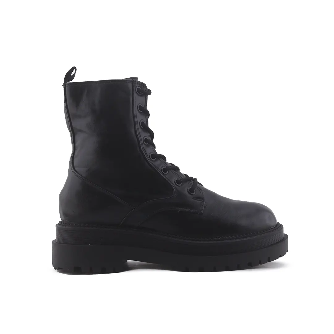 Stradivarius Zipper Lace Up Combat Ankle Boot | 100% Authentic Leather