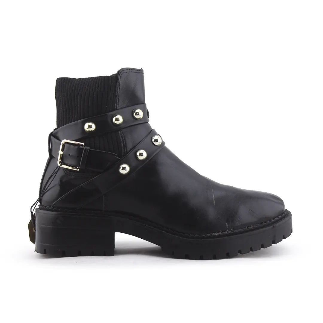 Stradivarius Stretchable Buckle Strap Ankle Boot | 100% Authentic Leather