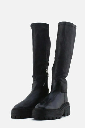 Zara Zipper Knee High Boots | 100% Authetic Leather - sundaybazar