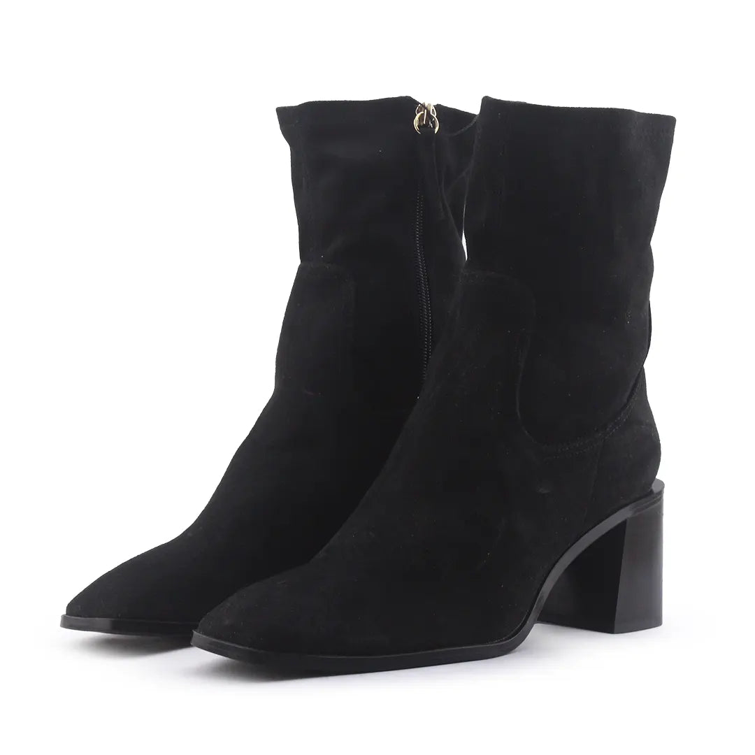 Zara Zipper Suede Ankle Boot