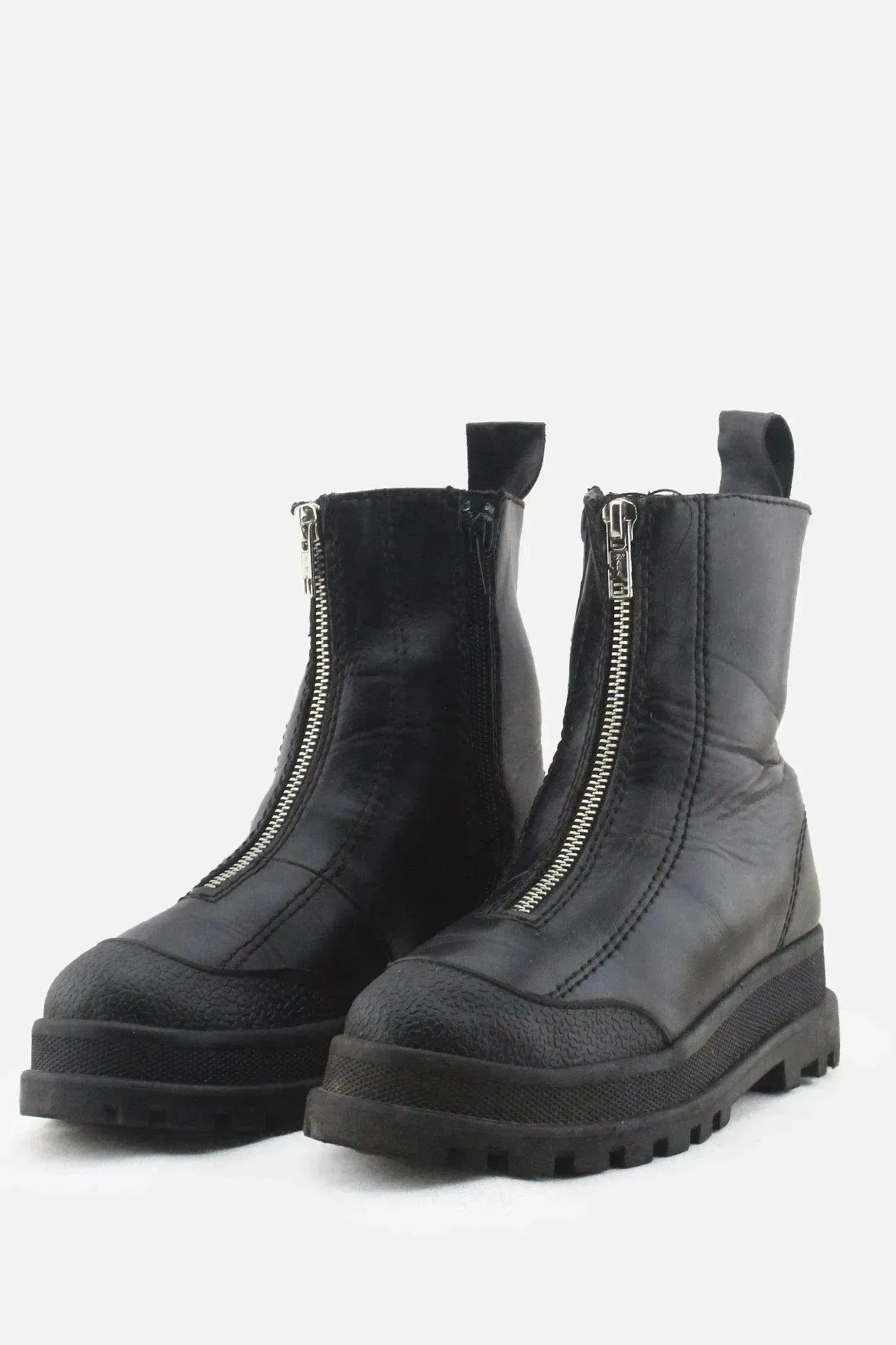 Zara Zipper Ankle Boots | 100% Authentic Leather - sundaybazar