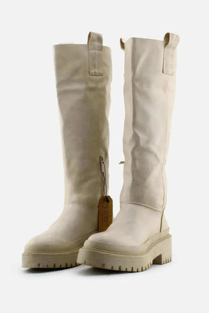 Stradivarius Zipper Knee High Boots | 100% Authetic Leather - sundaybazar