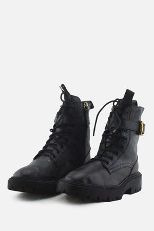 Zara Zipper Laces Buckle Straps Combat Ankle Boots | 100% Authentic Leather - sundaybazar