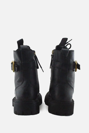 Zara Zipper Laces Buckle Straps Combat Ankle Boots | 100% Authentic Leather - sundaybazar