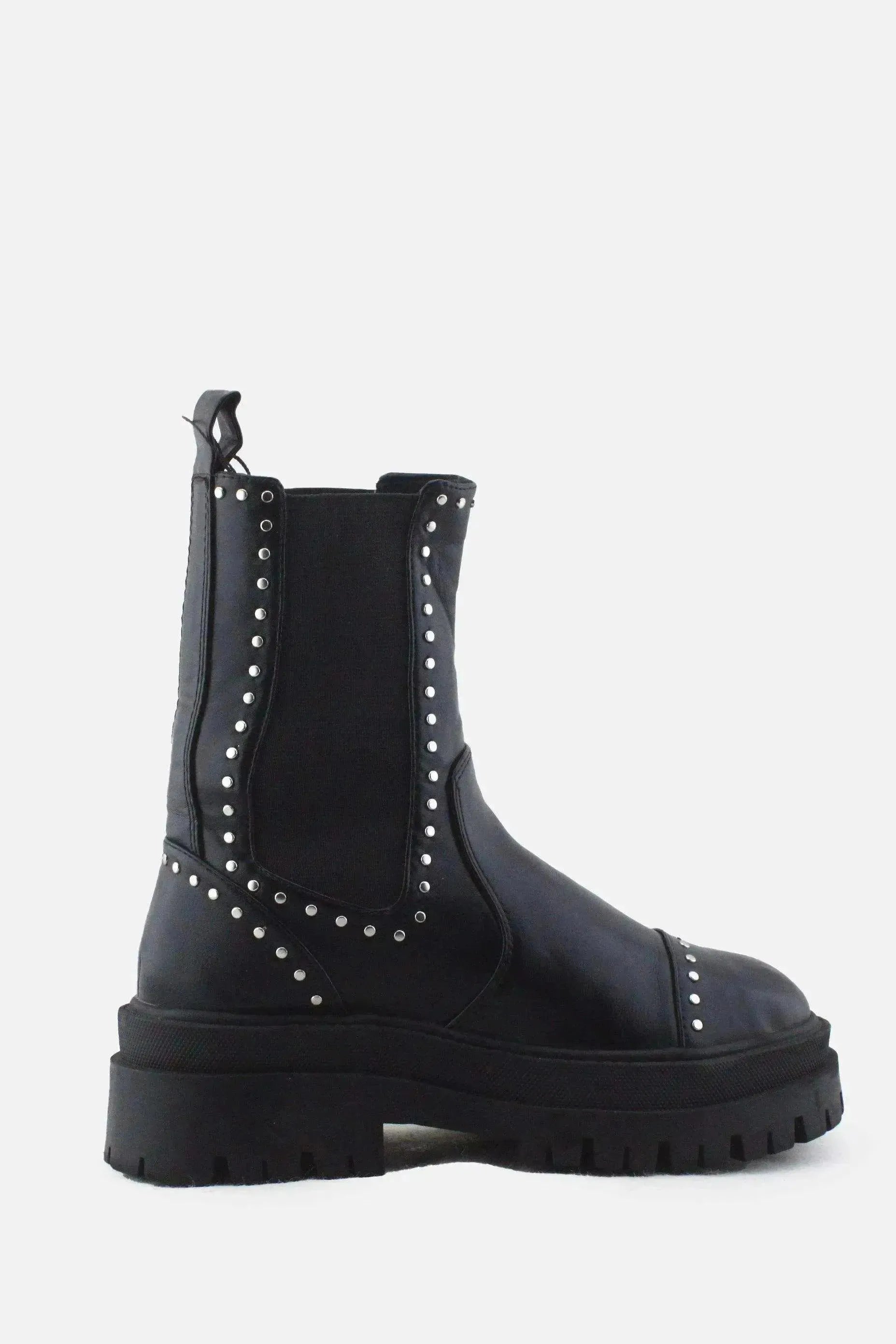 Stradivarius Stretchable Combat Ankle Boots | 100% Authentic Leather - sundaybazar