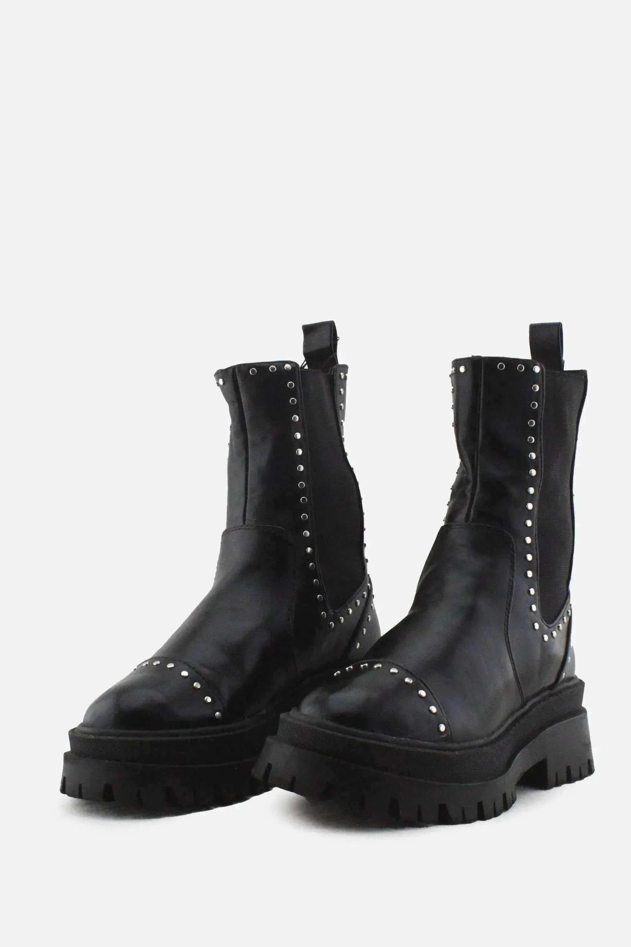Stradivarius Stretchable Combat Ankle Boots | 100% Authentic Leather - sundaybazar