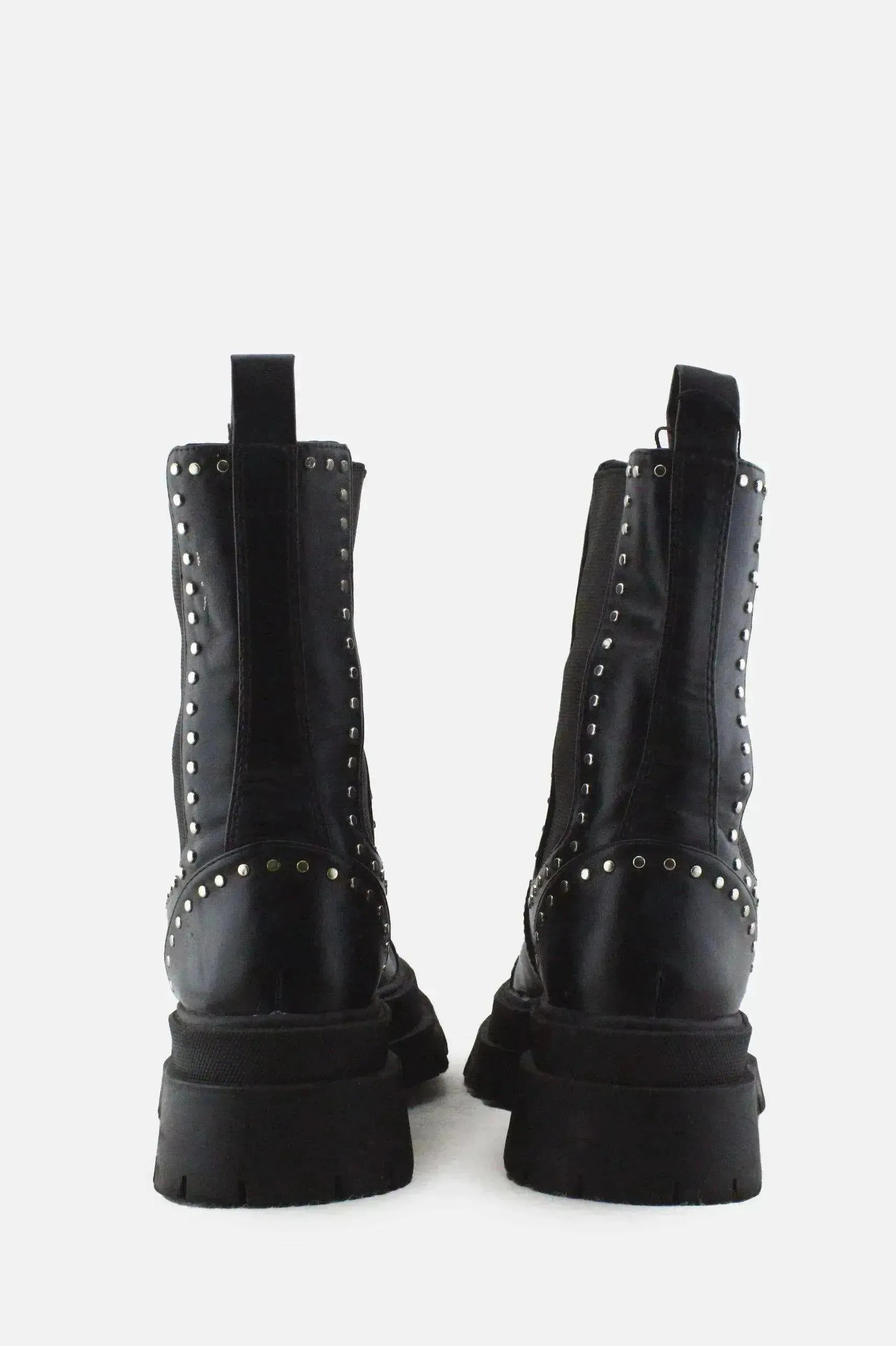 Stradivarius Stretchable Combat Ankle Boots | 100% Authentic Leather - sundaybazar