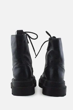 Stradivarius Zipper Laces Combat Ankle Boots | 100% Authentic Leather - sundaybazar
