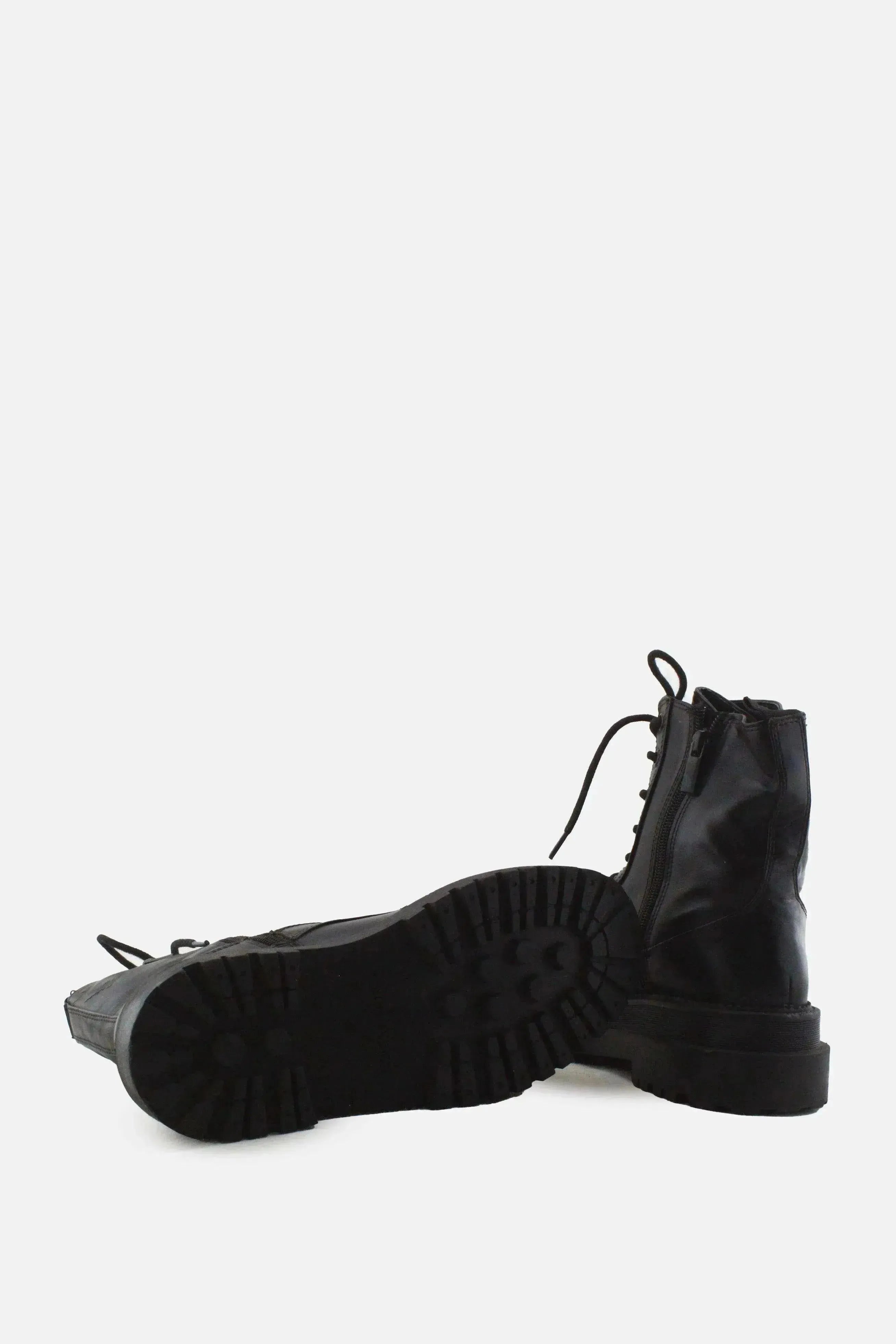 Stradivarius Zipper Laces Combat Ankle Boots | 100% Authentic Leather - sundaybazar