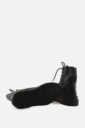 Stradivarius Zipper Laces Combat Ankle Boots | 100% Authentic Leather - sundaybazar