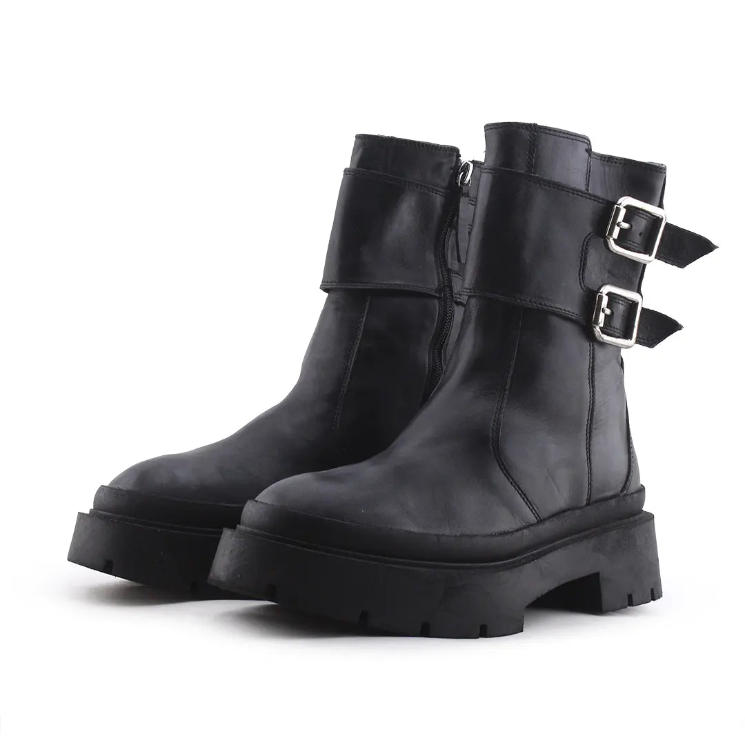 Zara Zipper Buckle Strap Ankle Boot | 100% Authentic Leather