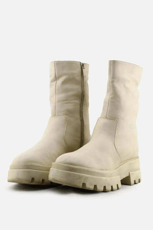 Pull & Bear Zipper Combat Ankle Boots | 100% Authentic Leather - sundaybazar