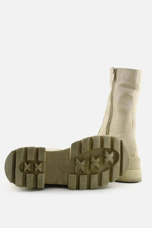 Pull & Bear Zipper Combat Ankle Boots | 100% Authentic Leather - sundaybazar