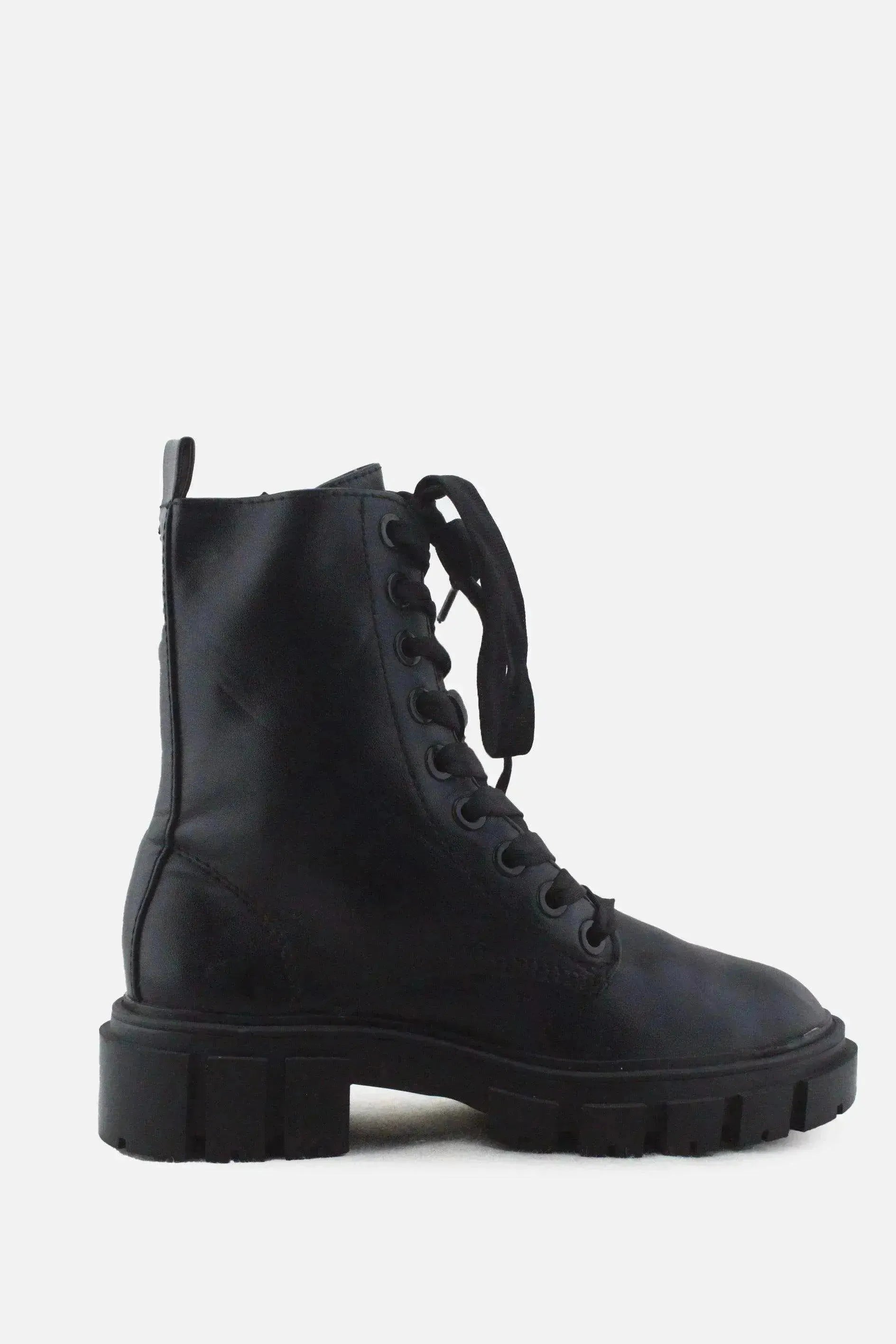 Stradivarius Zipper Laces Combat Ankle Boots | 100% Authentic Leather - sundaybazar