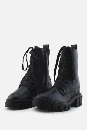 Stradivarius Zipper Laces Combat Ankle Boots | 100% Authentic Leather - sundaybazar