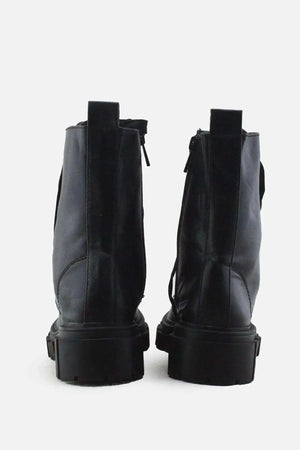 Stradivarius Zipper Laces Combat Ankle Boots | 100% Authentic Leather - sundaybazar